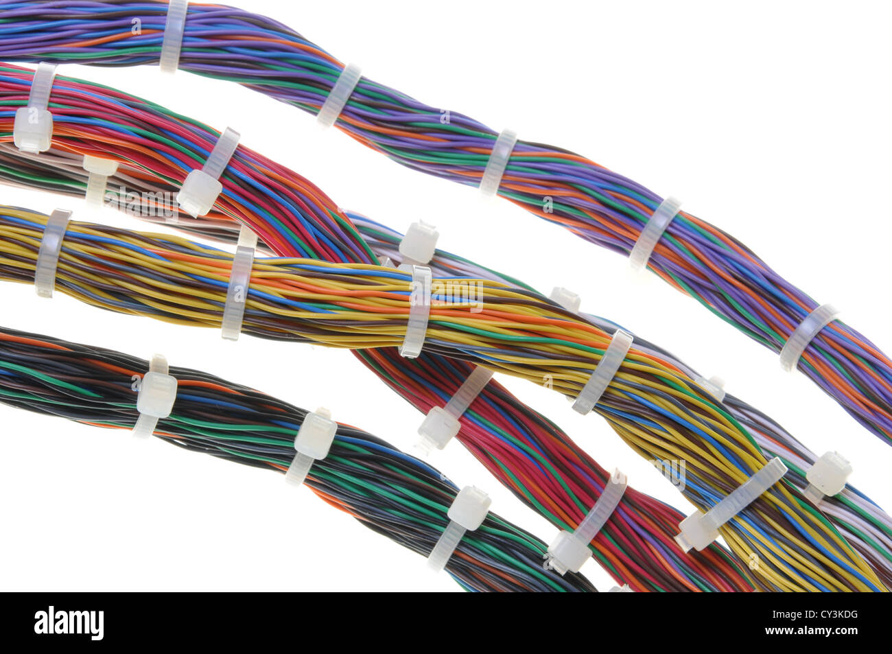 Bundles of network cables with cable ties Stock Photo - Alamy