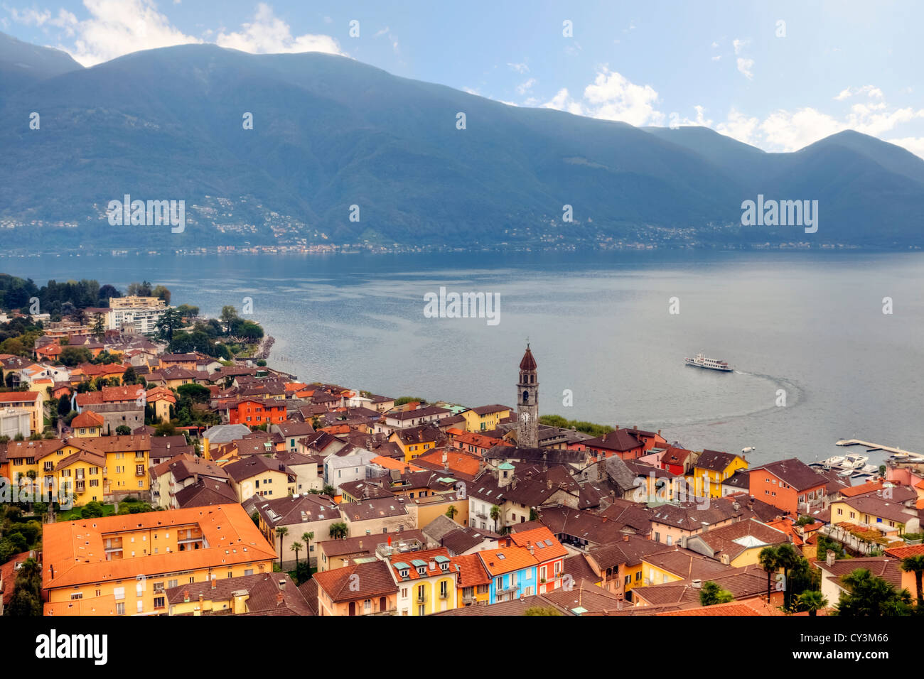 Ascona, Switzerland from the air with the Lake Maggiore Stock Photo Alamy