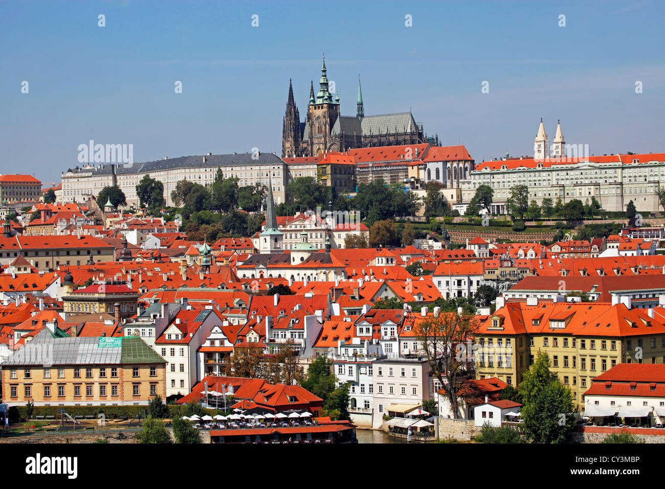 St. Vitus Cathedral and Prague Castle skyline in Prague, Czech Republic Stock Photo