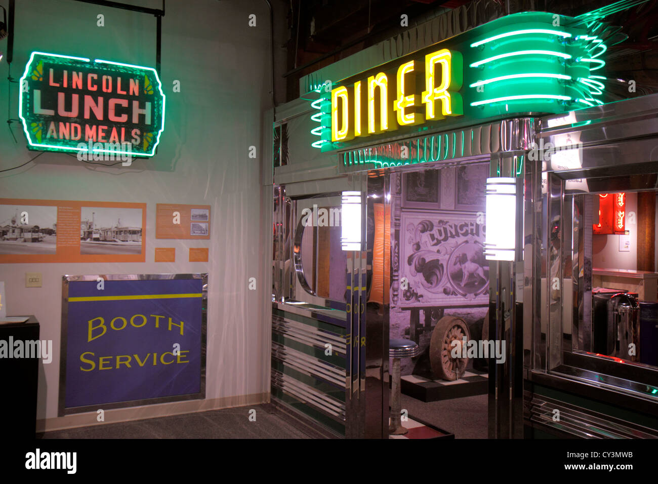 Rhode Island Providence,Johnson & Wales University,school,Culinary Arts Museum,collection,exhibit exhibition collection neon sign,diner,cooking,food,R Stock Photo