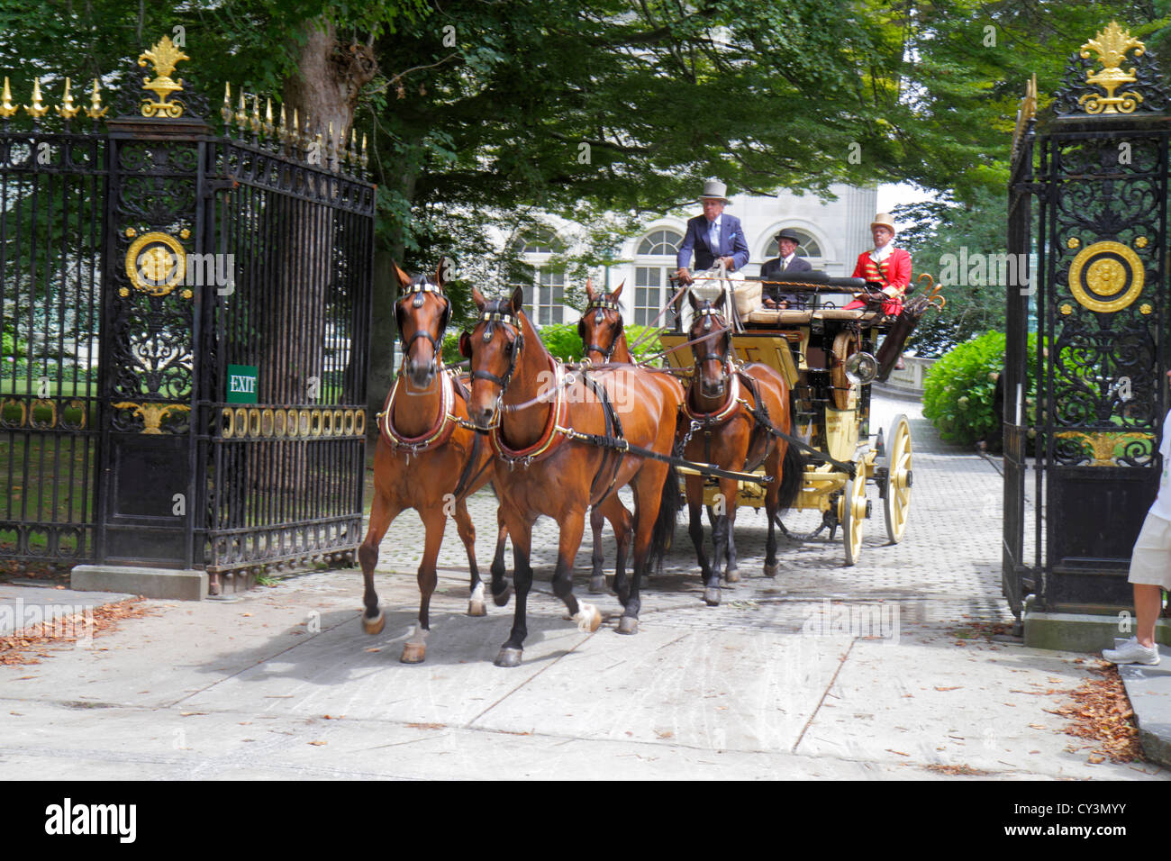 Rhode Island Newport,Bellevue Avenue,Coaching Weekend,19th century carriages,Marble House 1892,Gilded Age mansions,museum,Newport Preservation Society Stock Photo