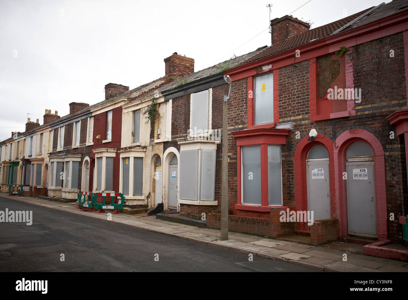 Martensen Street L7 showing derelict terraced housing in Liverpool UK Stock Photo