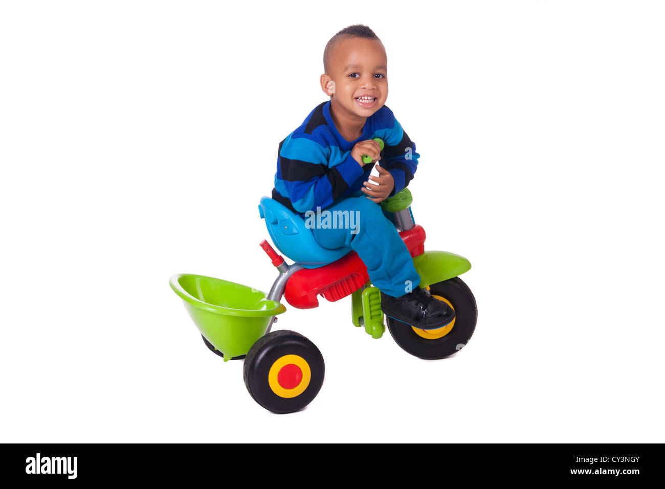 child on his bicycle black color african Stock Photo