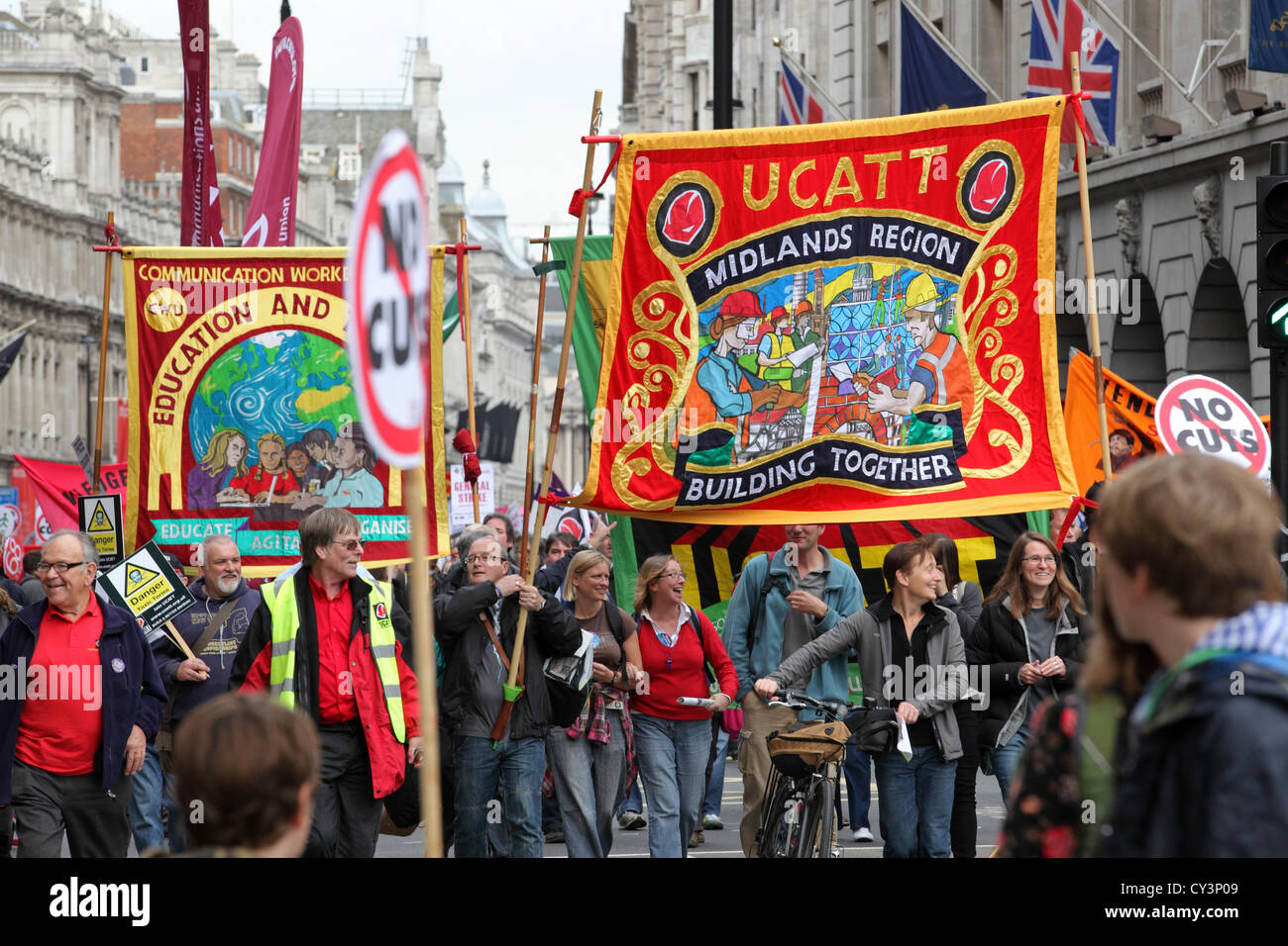 A Future That Works - TUC march & rally, central London. Anti-Cuts anti austerity mass protest movement Stock Photo