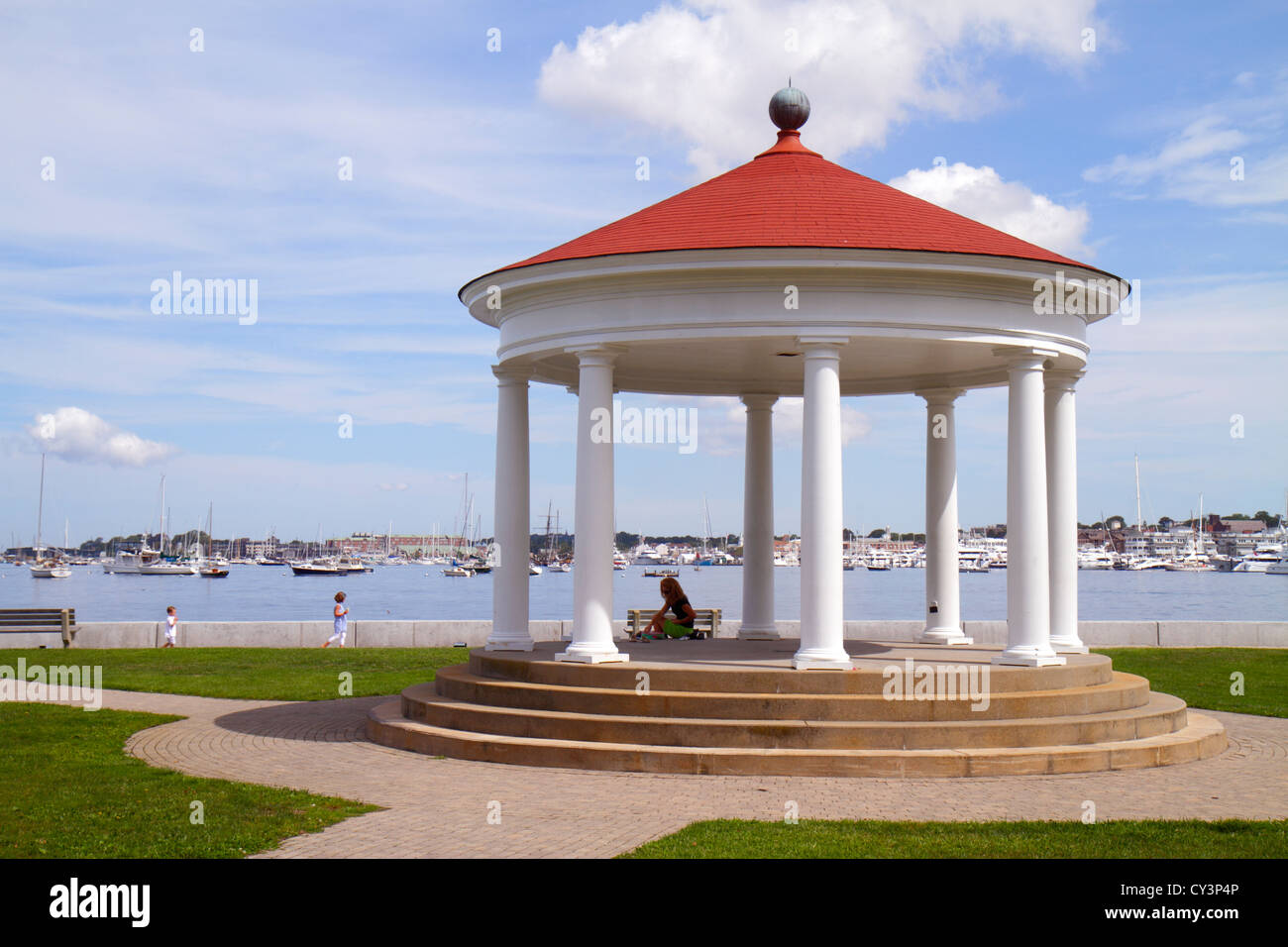 Rhode Island Newport King Park Brenton Cove Newport Harbor gazebo boats