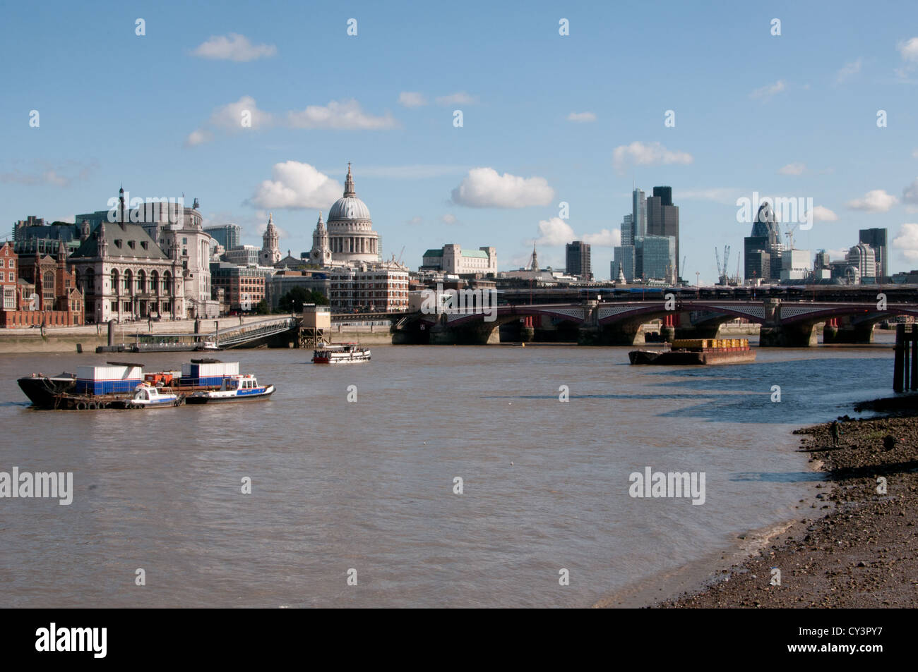 view of the Thames, St Paul's and city of London Stock Photo
