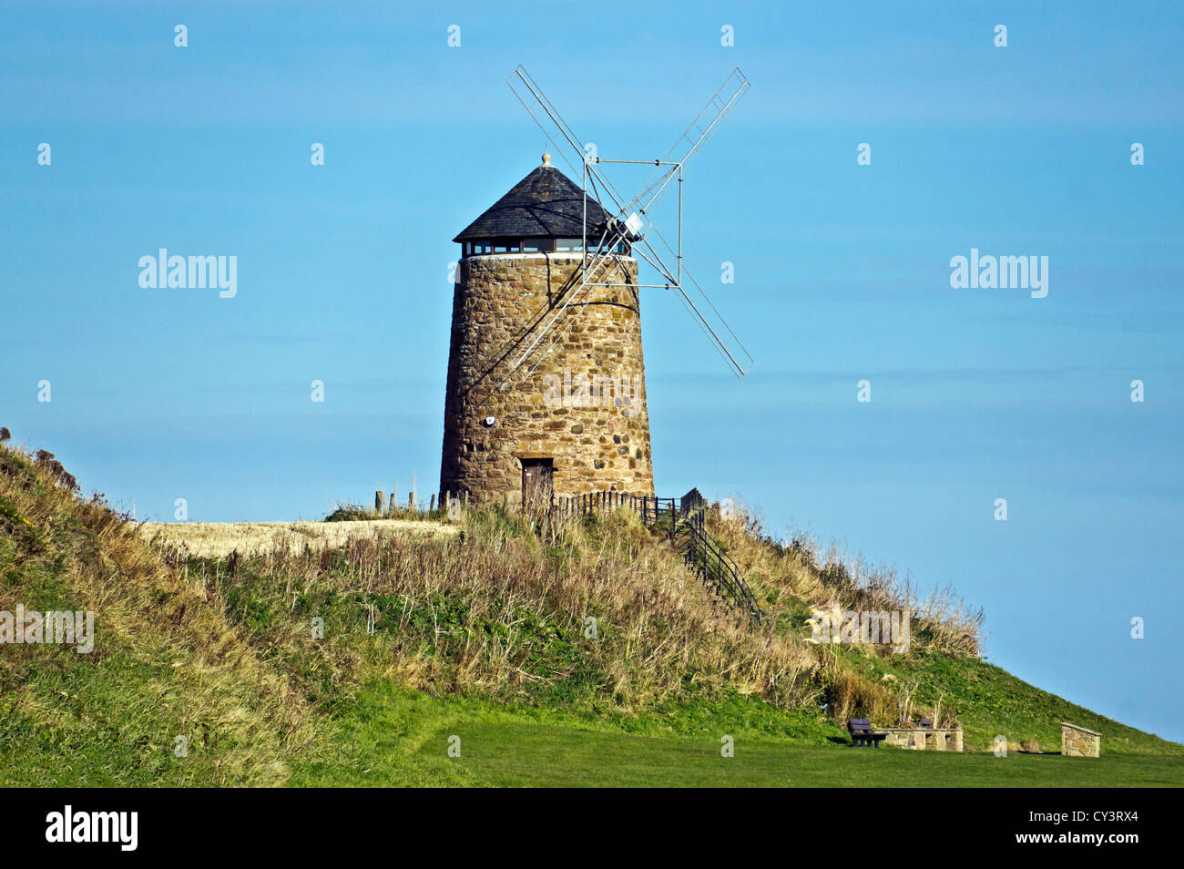 St Monans Windmill seen from the coast path a few hundred metres east of St Monans in the East Neuk of Fife Scotland Stock Photo