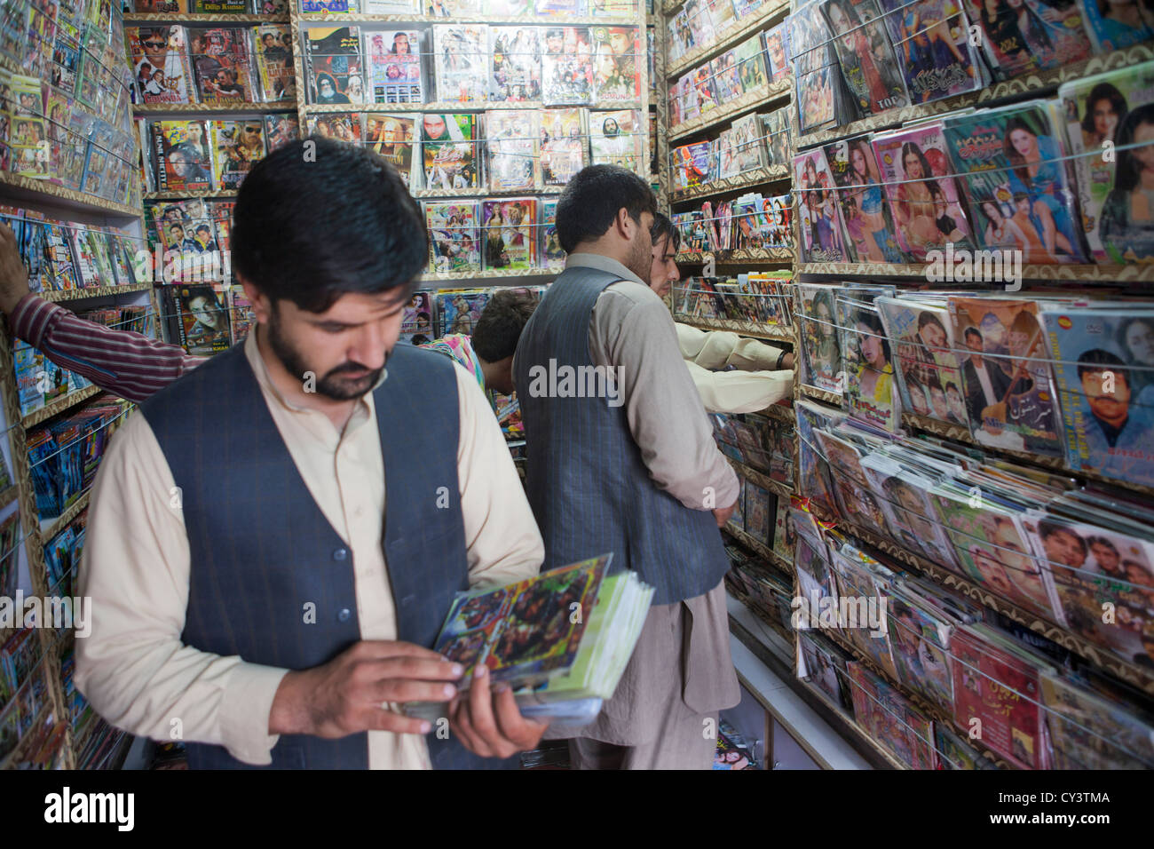 Indian movies shop in kabul Stock Photo