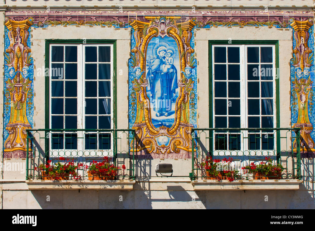 Cascais Town Hall, Azulejos, Lisbon Coast, Portugal Stock Photo