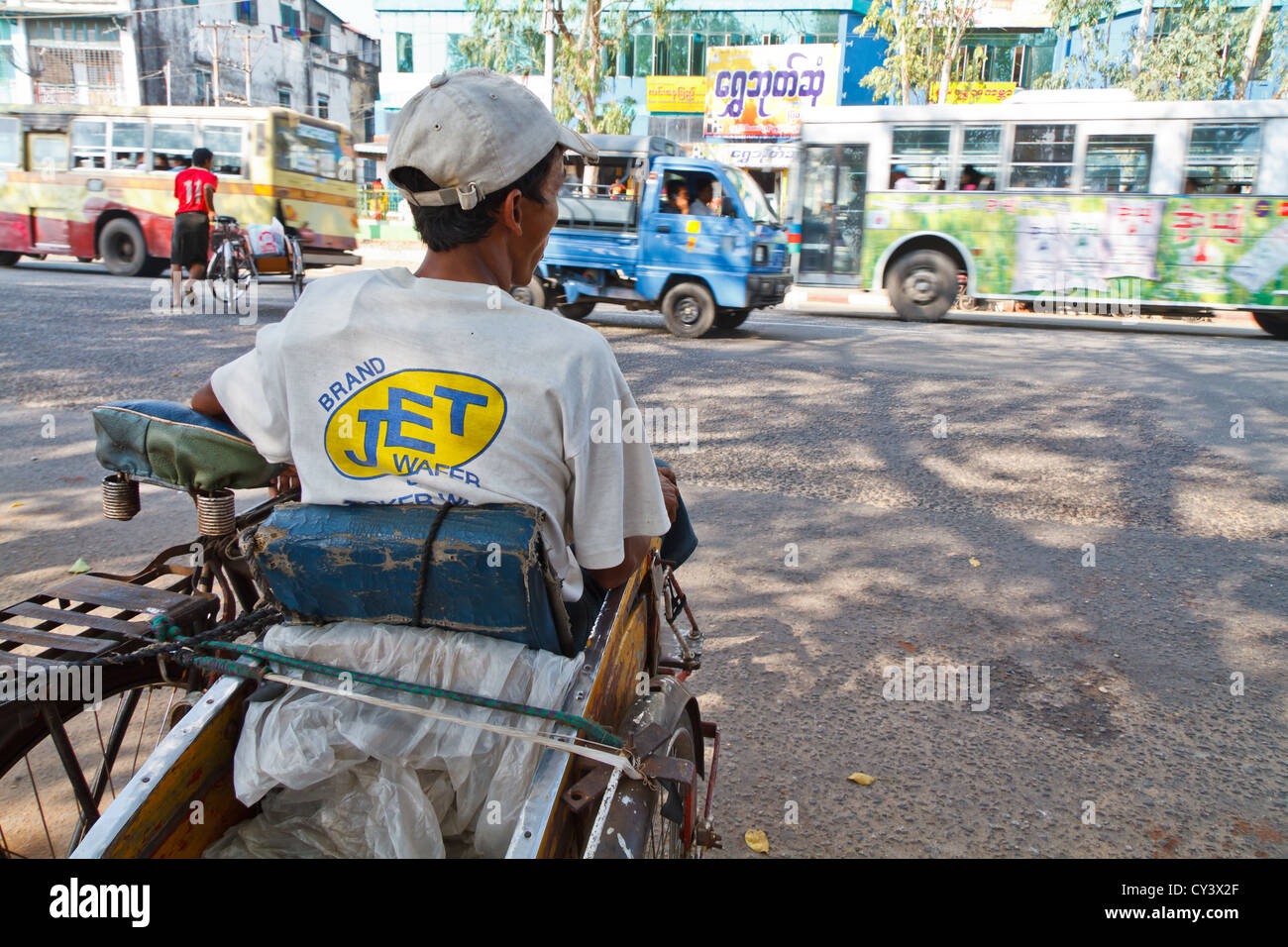 Typical Street Life in Rangoon, Myanmar Stock Photo