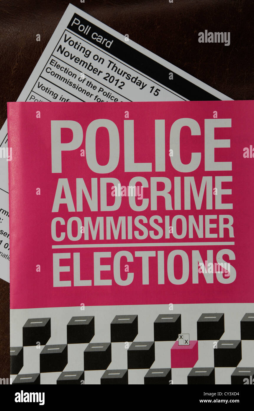 Police and Crime Commissioner Elections booklet with poll cards for November 15th election Stock Photo