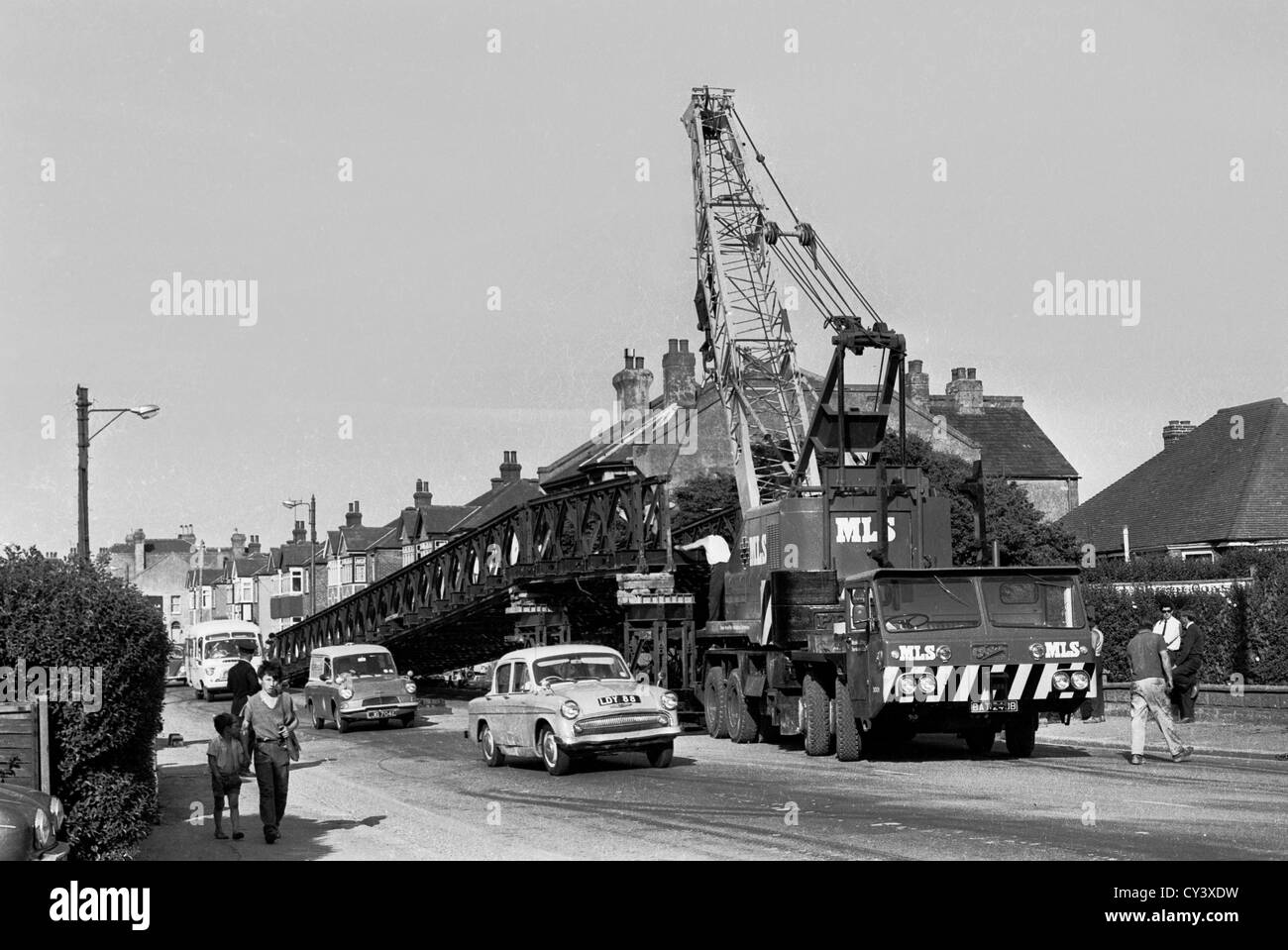 A set of photos taken in 1969 showing the Bailey bridge that was constructed in Bexhill rd