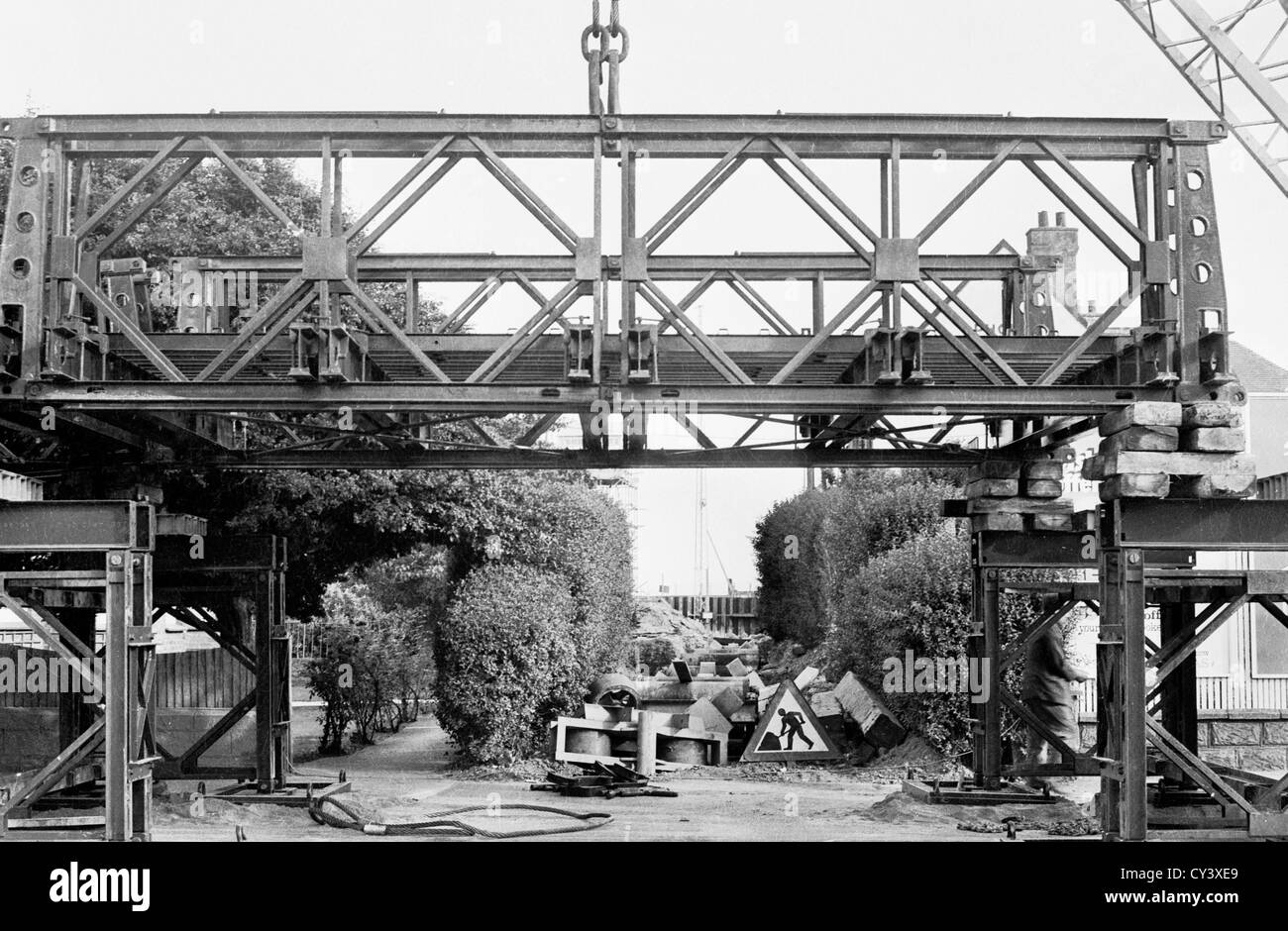 A set of photos taken in 1969 showing the Bailey bridge that was constructed in Bexhill rd