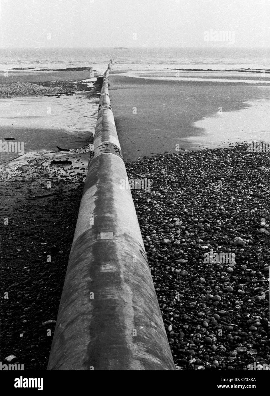 A set of photos taken in 1969  showing  the Bailey bridge that was constructed in Bexhill rd Hastings for the long sea outfall Stock Photo