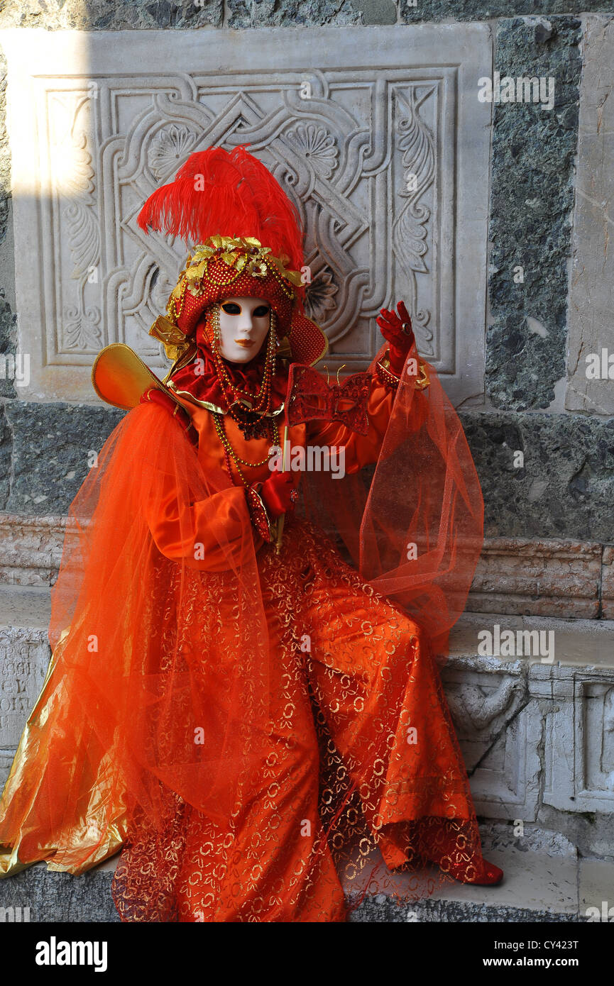 Mask wearers, Carnival in Venice, Italy. Stock Photo