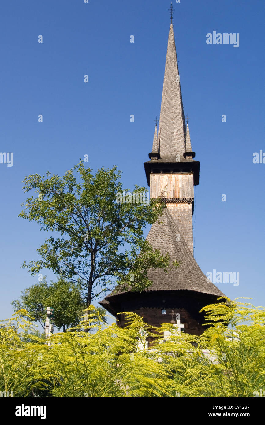 Wood Church of the Holy Archangels in Plopis, 1796, Maramures, Romania Stock Photo