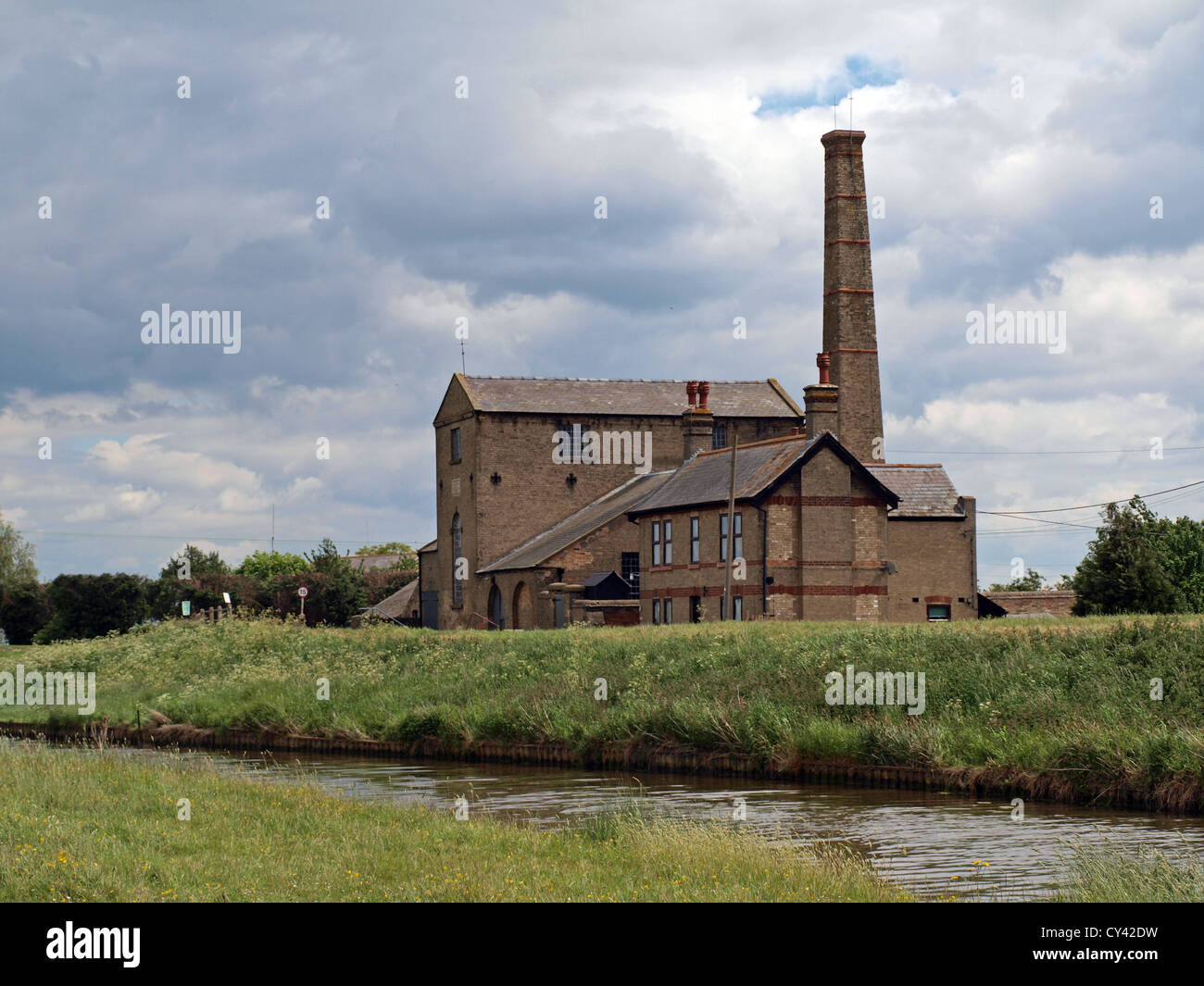 Building containing Stretham Old Engine the preserved coal powered steam fen drainage pump in Stretham Ely Cambridge East Anglia Stock Photo