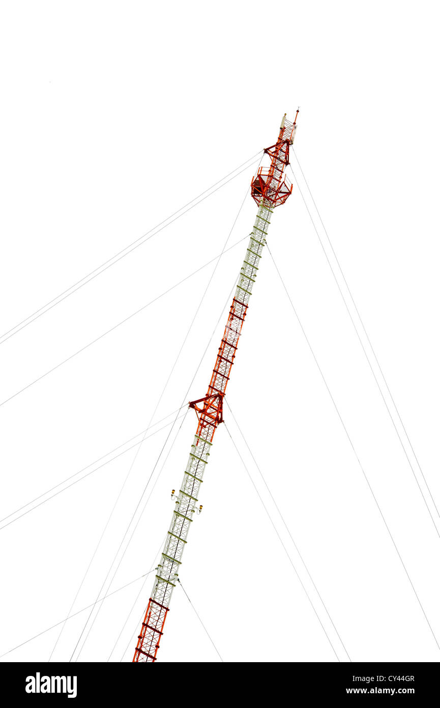 Telecommunications tower isolated on white background Stock Photo