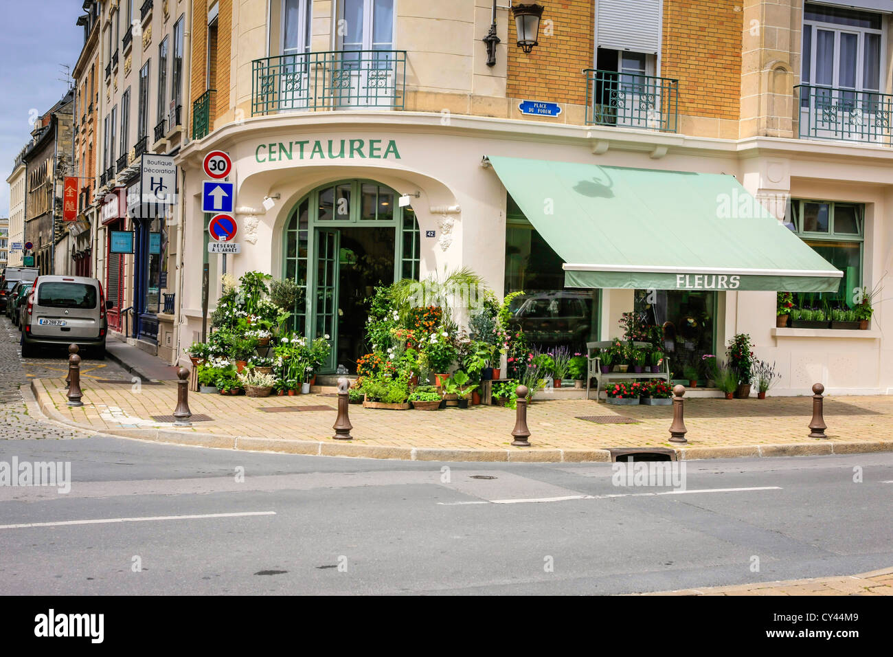 Centaurea flower shop in Reims France Stock Photo