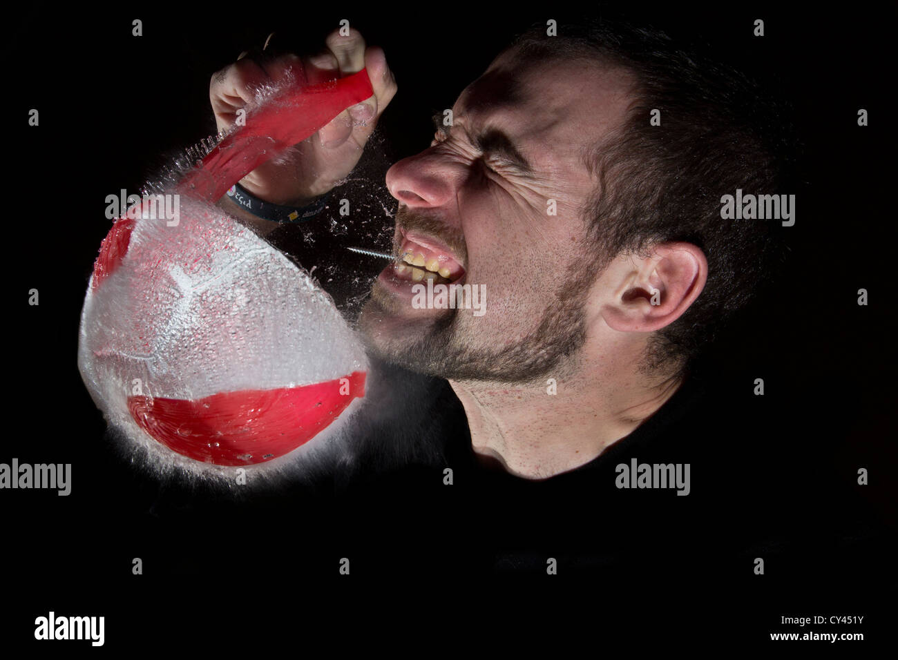 Exploding water bomb Model release available Stock Photo