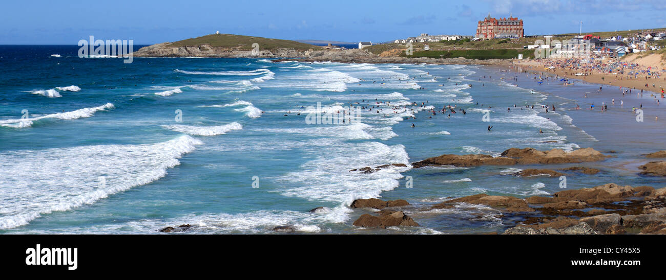 Fistral Surfing beach, Newquay town; Cornwall County; England; UK Stock Photo