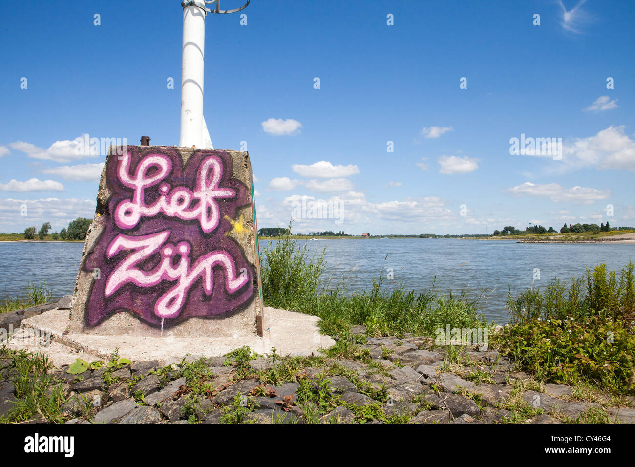 Recreation along the river Waal Stock Photo