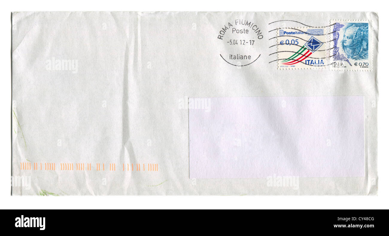 ITALIA CIRCA 2012 Mailing envelope with postage stamps dedicated to