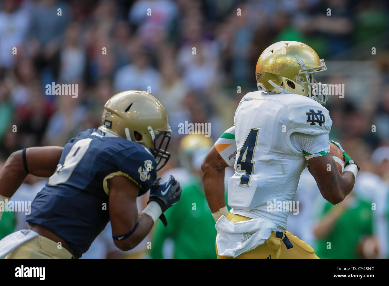 DUBLIN, IRELAND - SEPTEMBER 1 RB George Atkinson (#4 Notre Dame) runs with the ball during the NCAA football game. Stock Photo