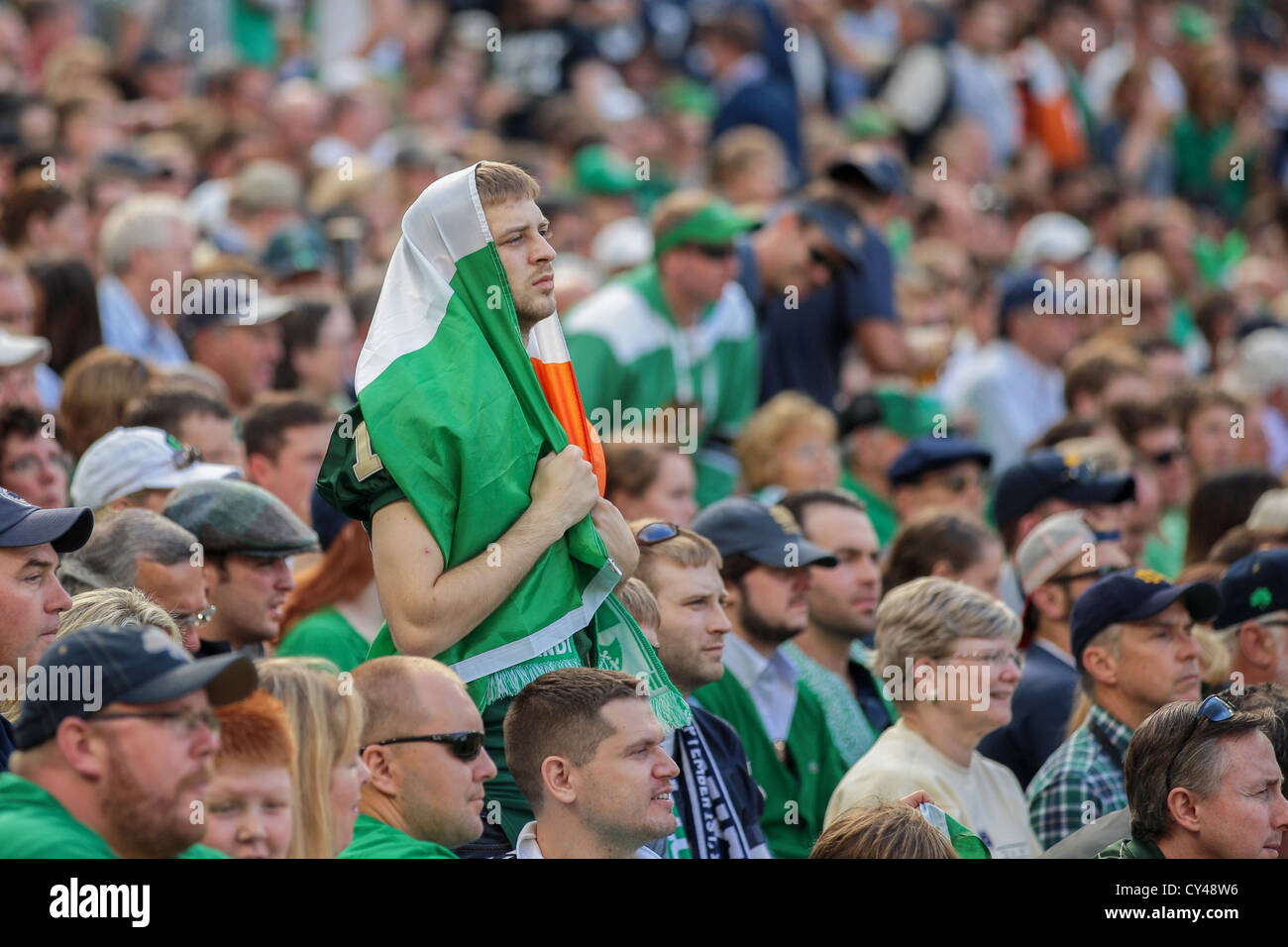 DUBLIN, IRELAND SEPTEMBER 1 Irish fans watch the NCAA football game