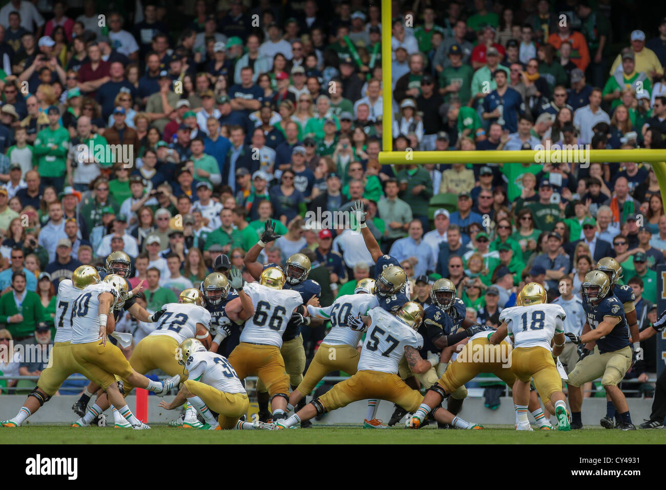 DUBLIN, IRELAND SEPTEMBER 1 Nick Tausch (40 Notre Dame) kicks a PAT