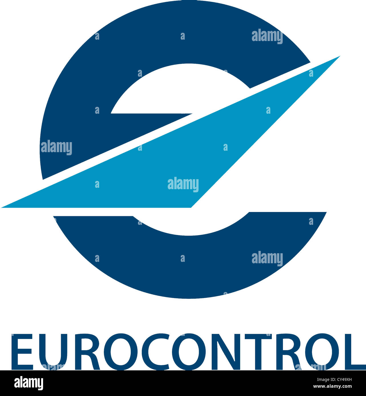 Logo of the European Organiziation for the Safety of Air Navigation Eurocontrol with seat in Brussels. Stock Photo