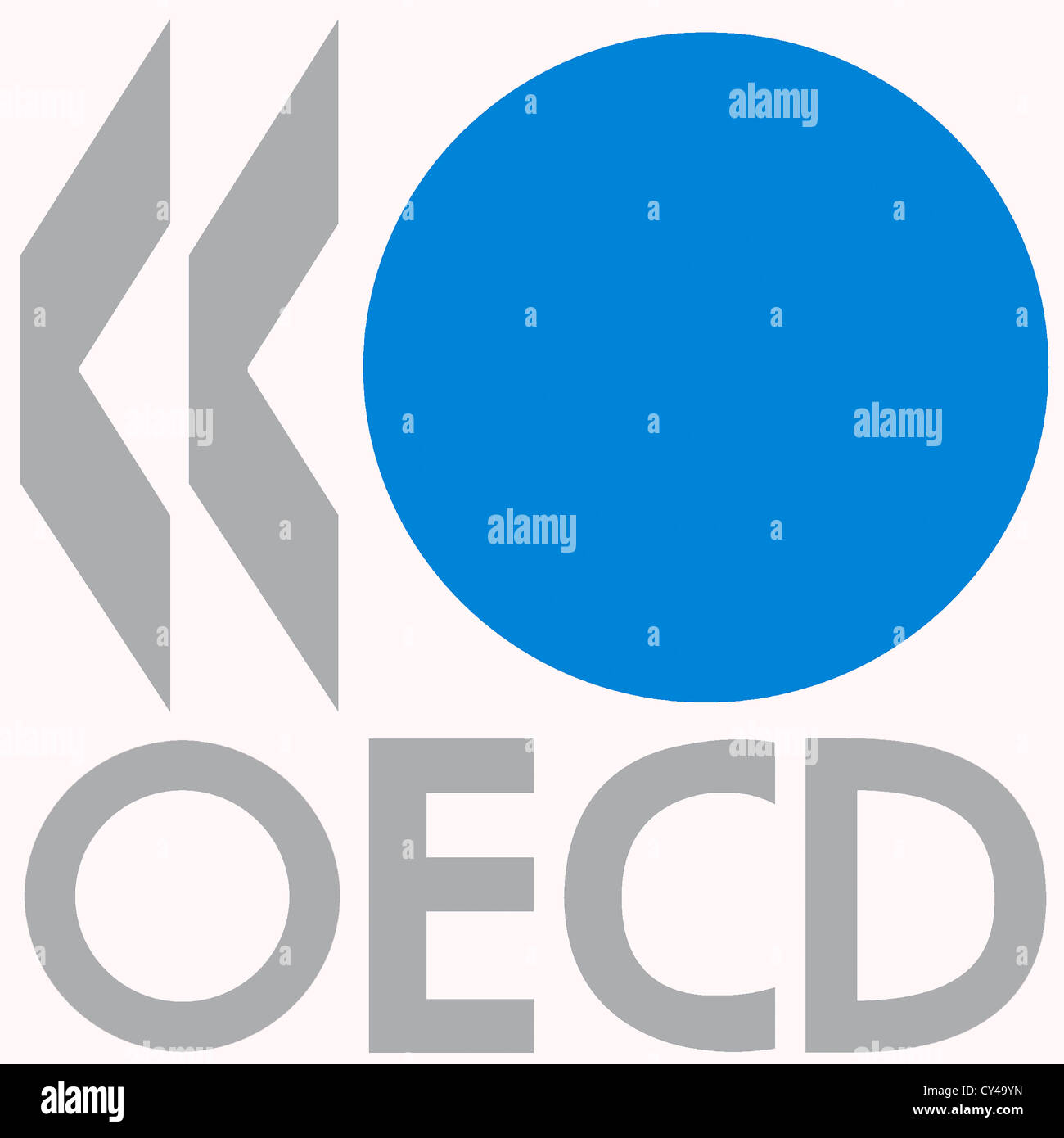 Logo of the Organization for Economic Cooperation and Development OECD with seat in Paris. Stock Photo