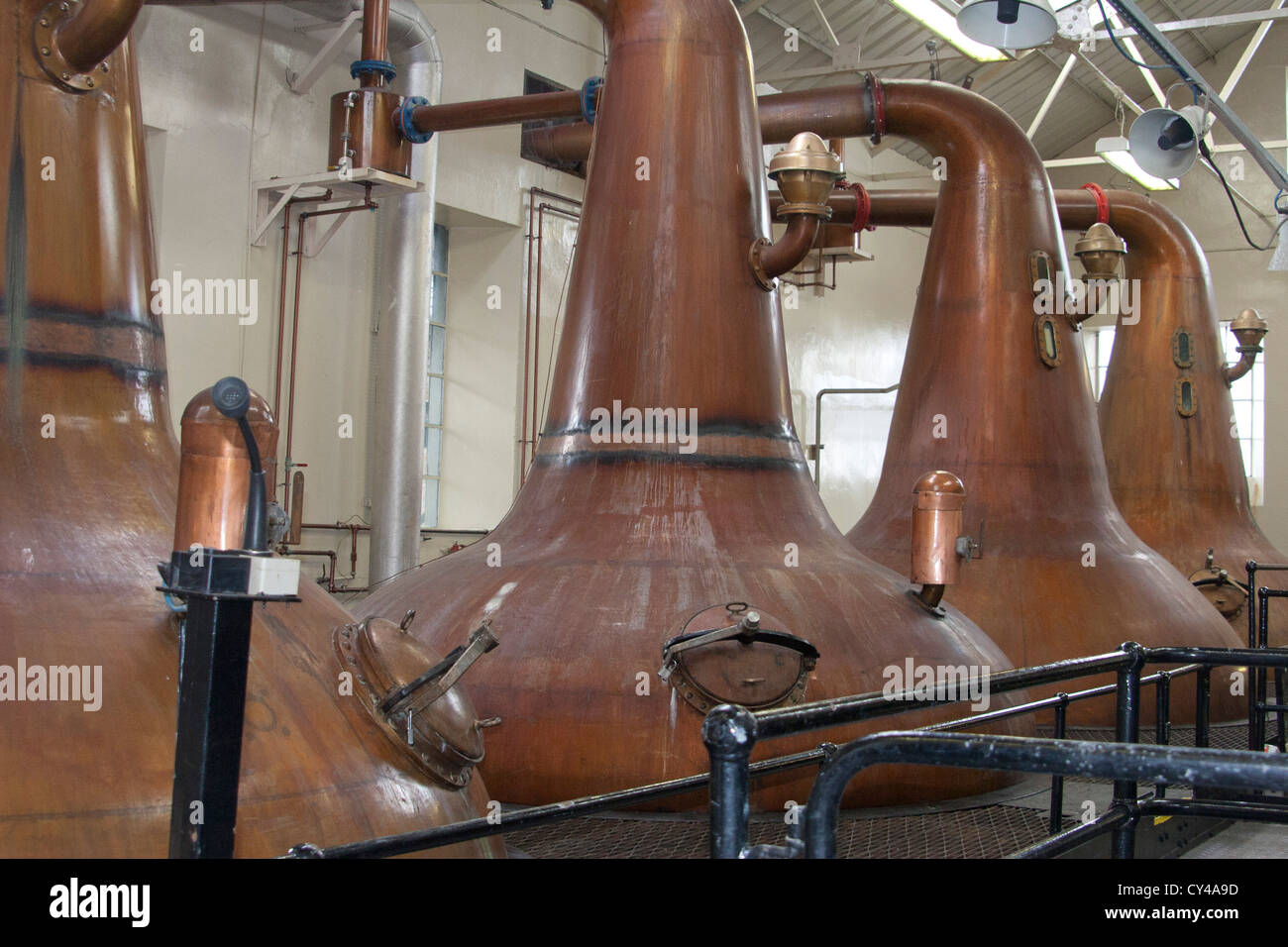 Highland Park Distillery, Copper, Stills, Kirkwall, Orkney, Scotland. Stock Photo