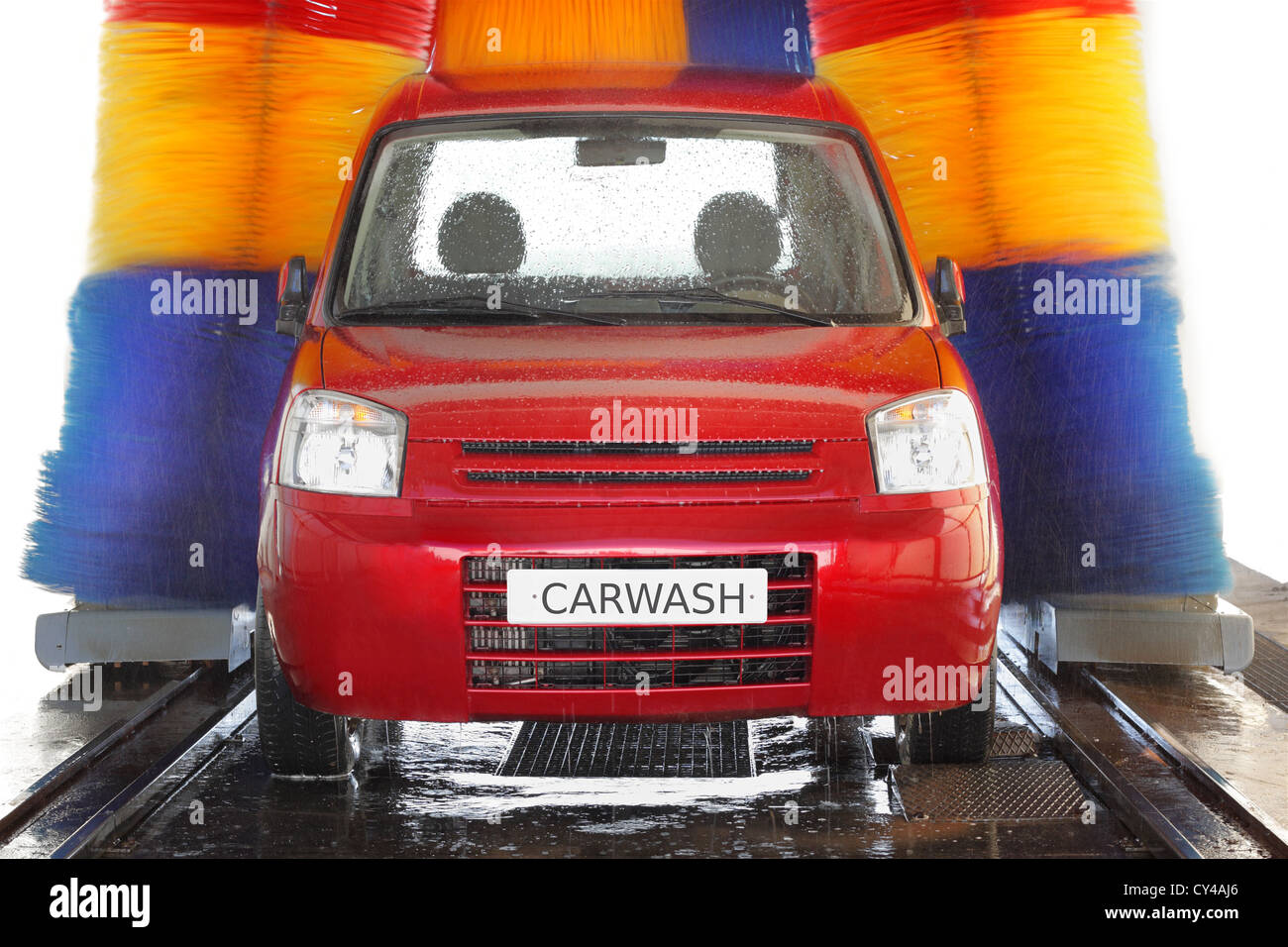 Cleaning wash in car washing tunnel system Stock Photo Alamy
