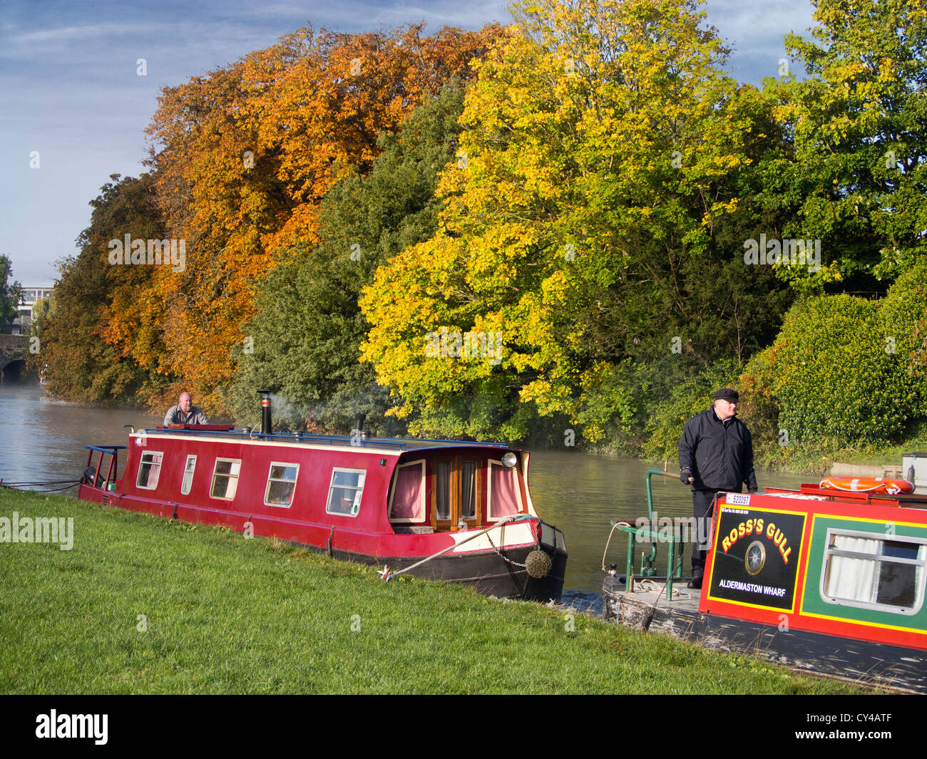 Pleasure boats by Abingdon Bridge in Autumn 3 Stock Photo