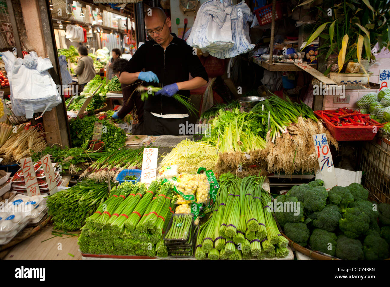vegetable market in Hongkong Stock Photo Alamy