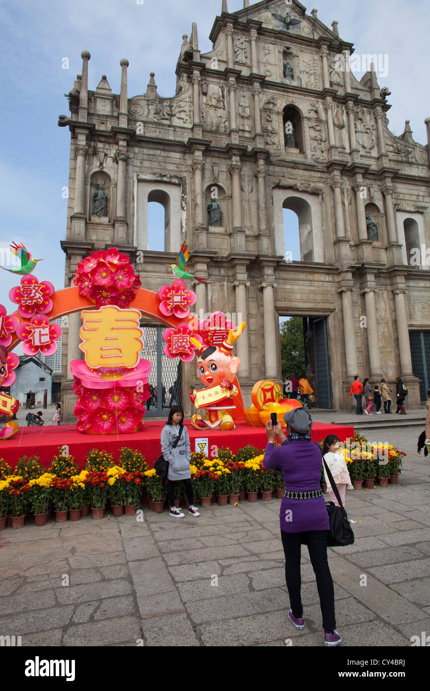 decorations during Chinese new year in Macau, China Stock Photo