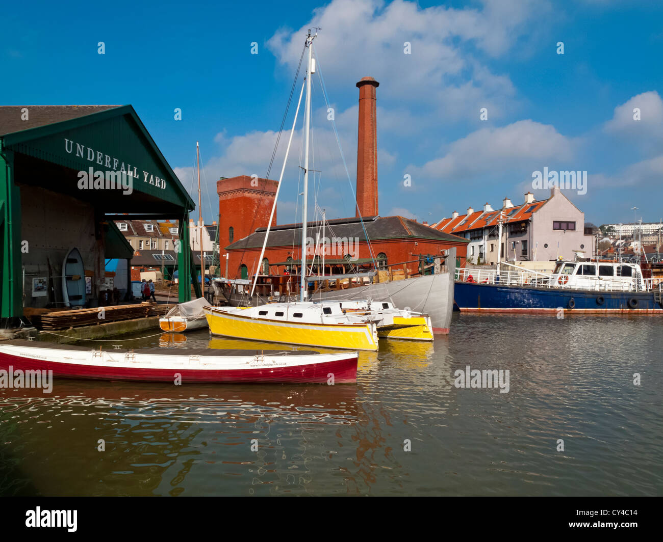 Baltic Wharf historic dockyard in Bristol Docks England UK with small