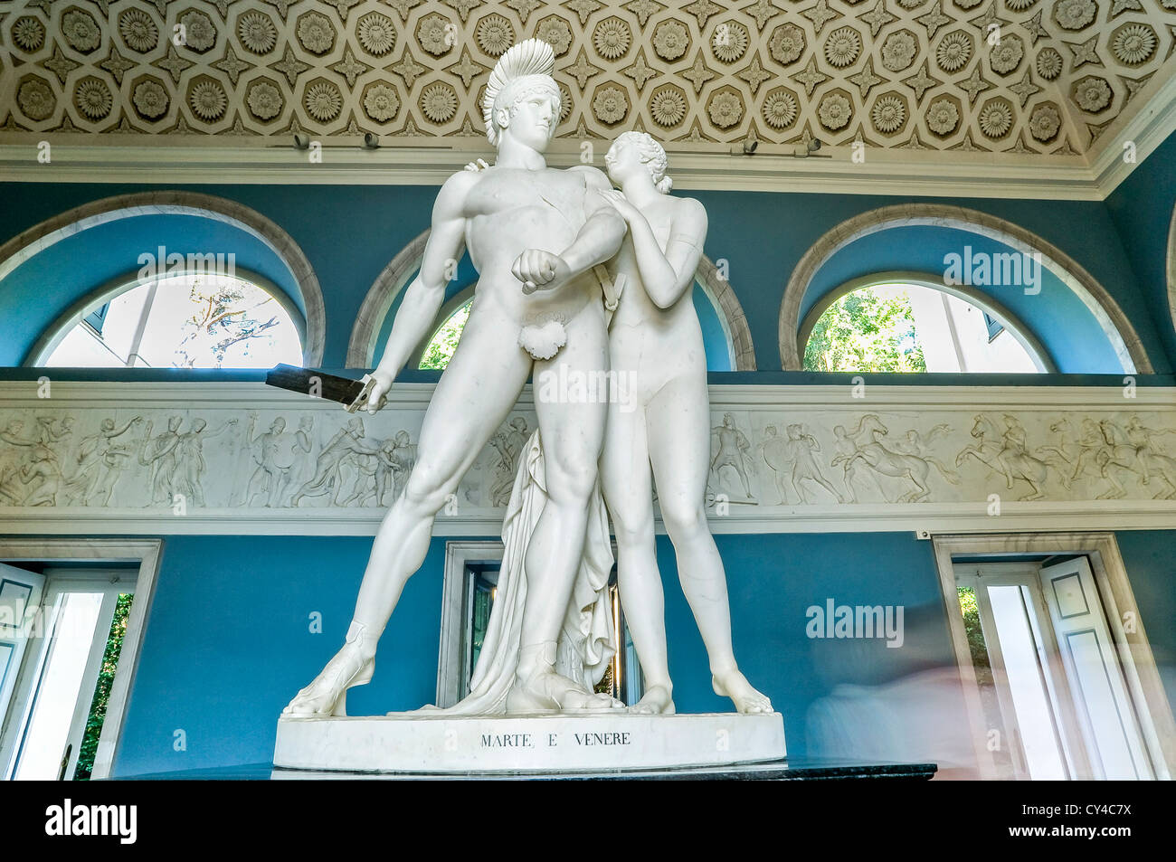 Europe Italy Lombardy Province of Como Tremezzo Villa Carlotta living statues of Mars and Venus Stock Photo