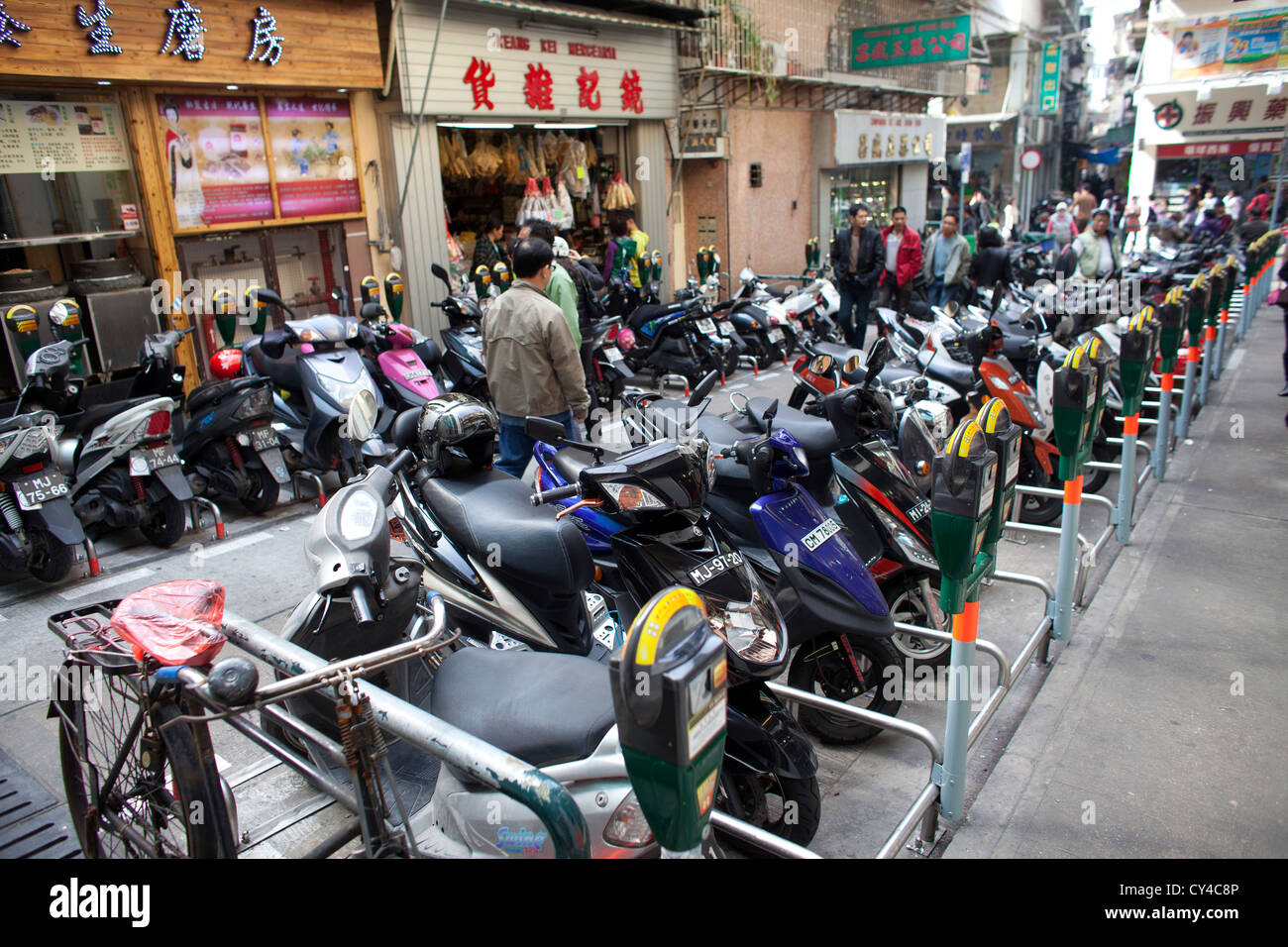 scooters in Macau, China Stock Photo