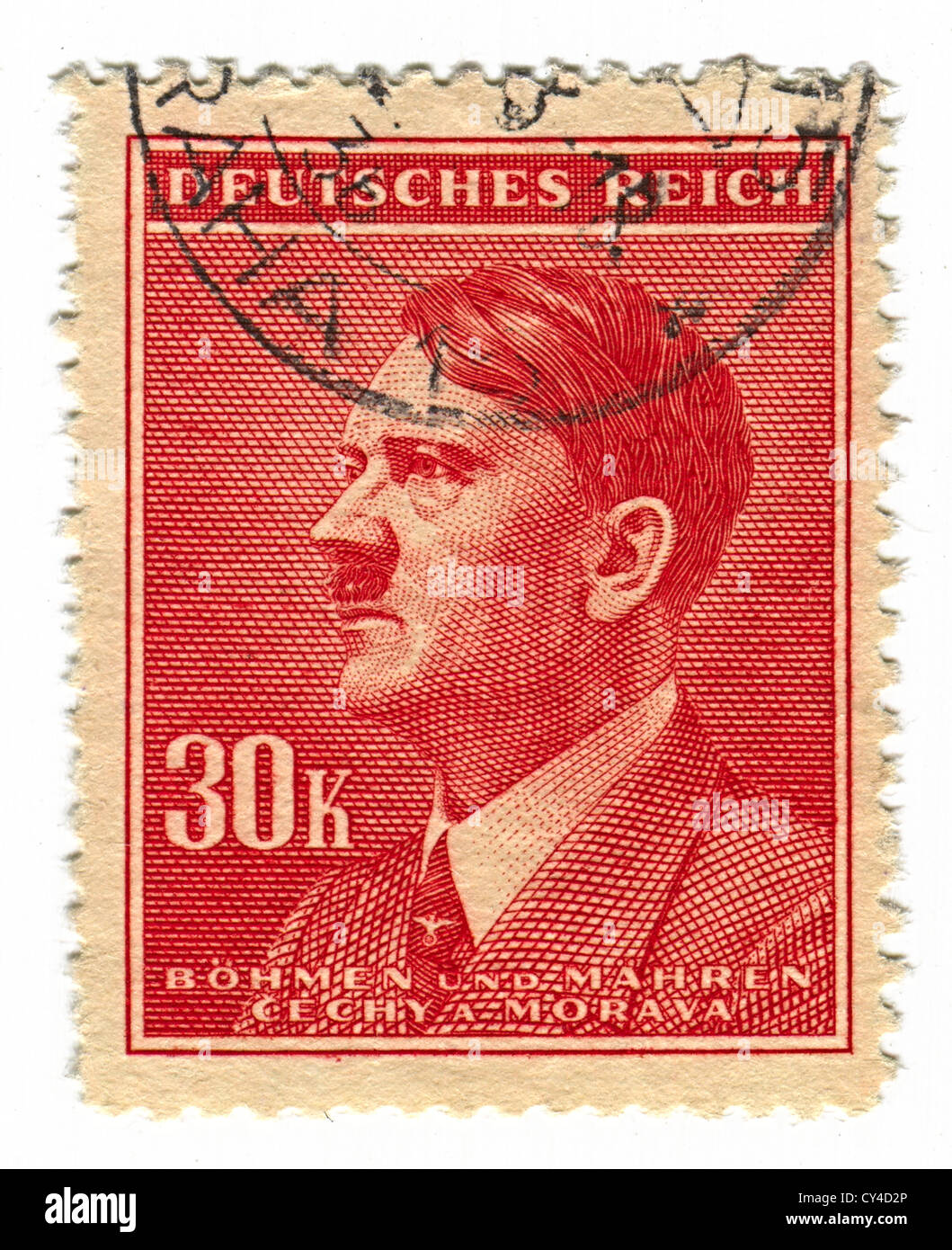 GERMANY - CIRCA 1943: A stamp printed in Germany shows image of Adolf Hitler was an Austrian-born German politician. Stock Photo
