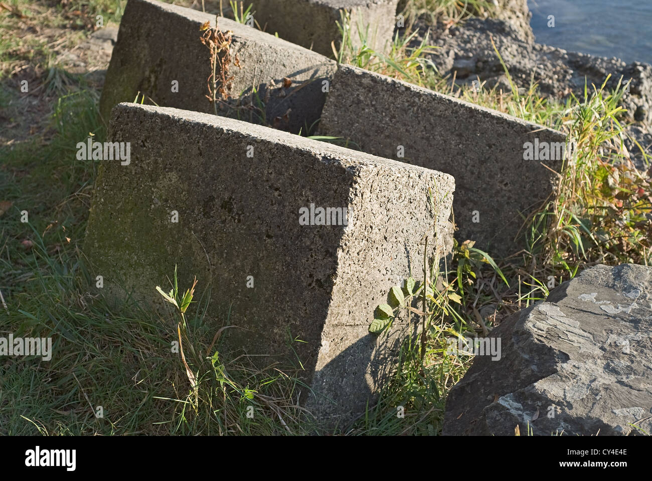 Composition of Concrete Blocks on the Shore Stock Photo Alamy