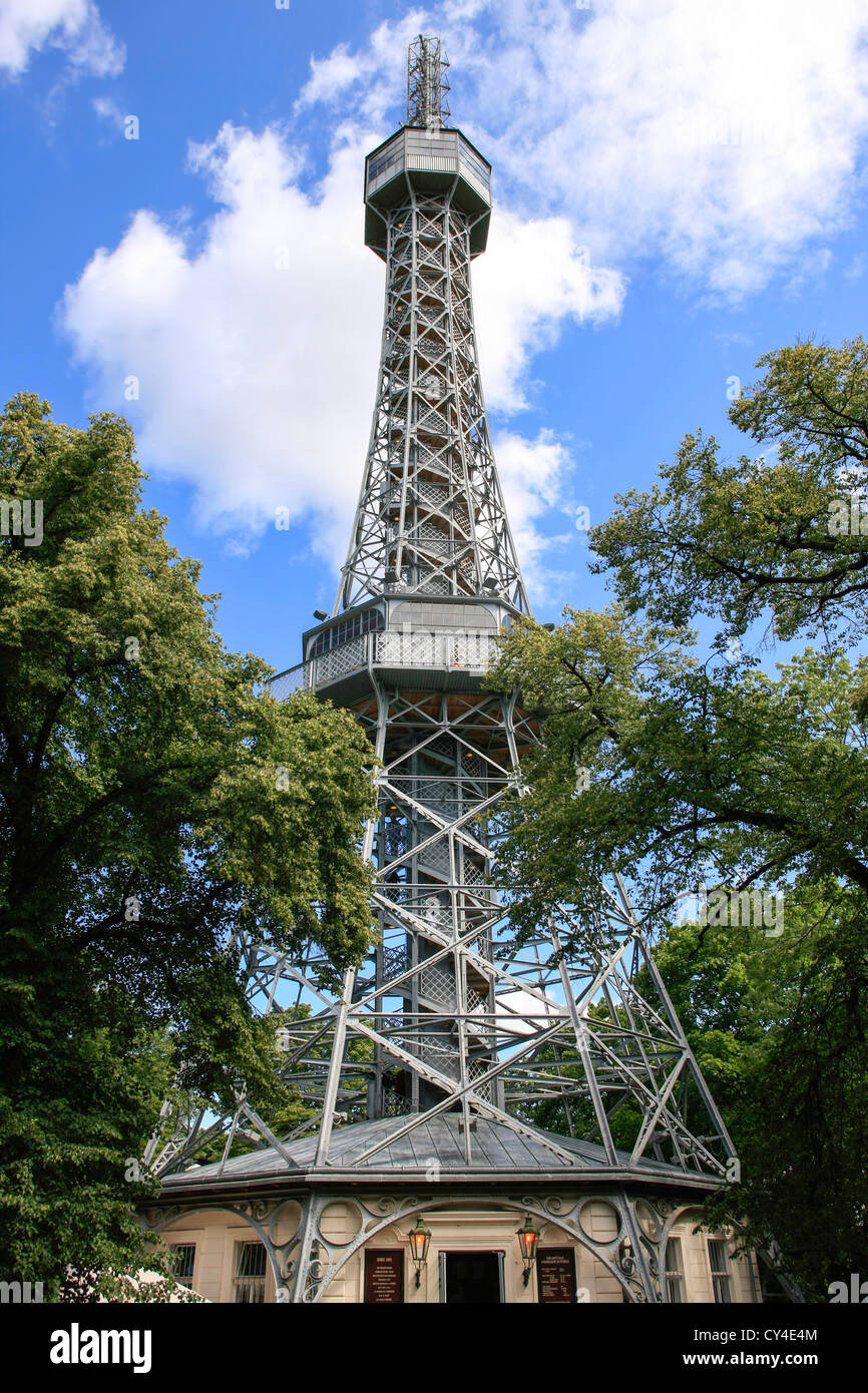 Petrin Lookout Tower in Petrin Park Prague in the Czech Republic Stock Photo