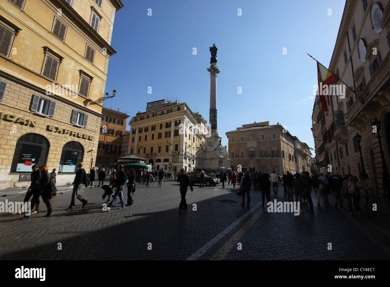 a view from the distance of the Palazzo di Propaganda Fide e colonna dell'Immacolata Concezione, Roma, rome, Rome, photoarkive Stock Photo