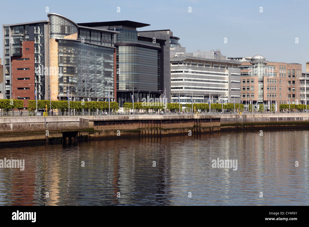 Modern office buildings in the International Financial Services District, Broomielaw, Glasgow city centre, Scotland, UK Stock Photo