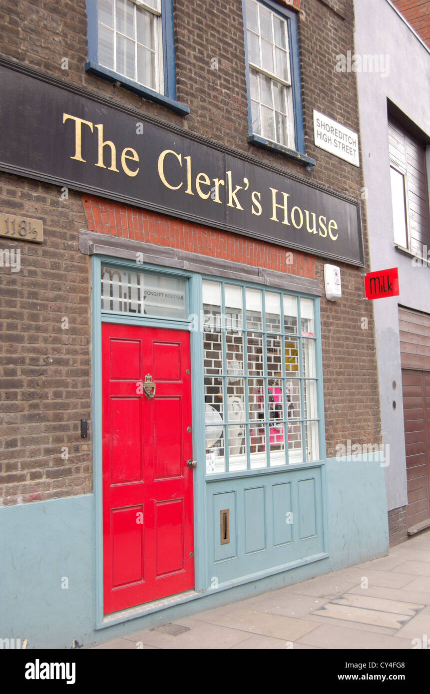 Shop facade on Shoreditch High Street in London, England Stock Photo