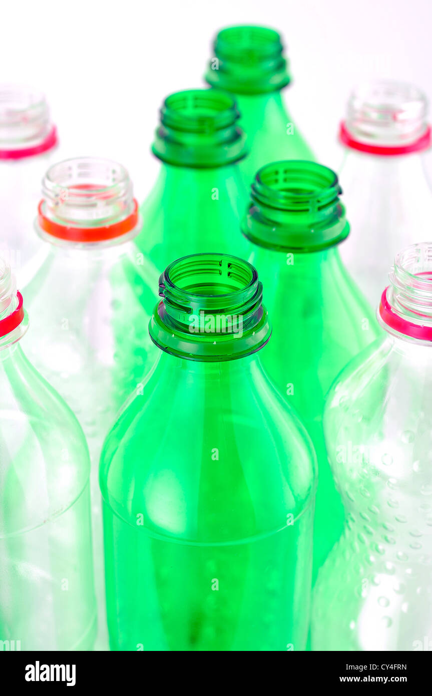 Plastic bottles isolated on white background Stock Photo - Alamy
