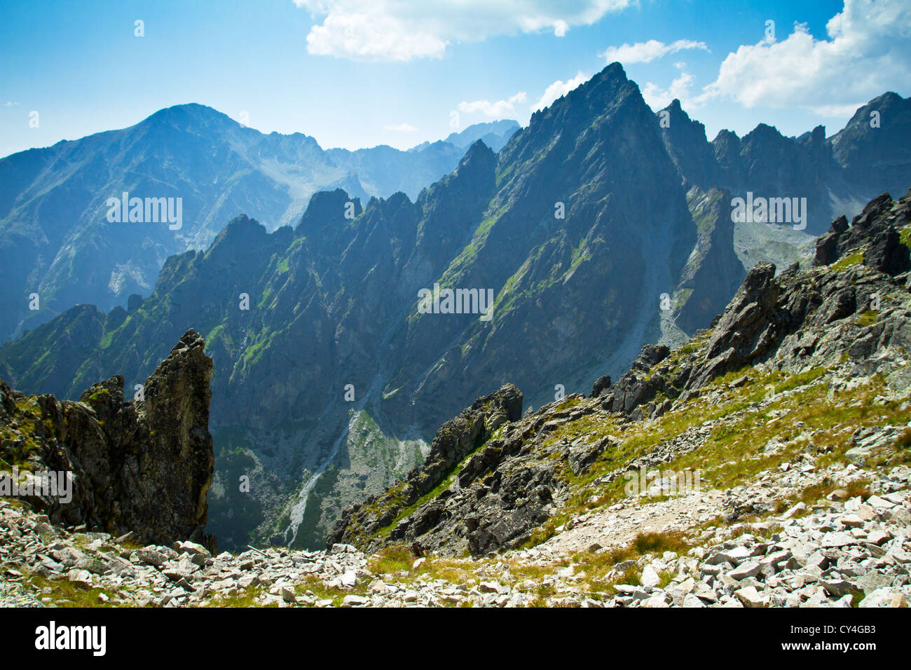 Rocky mountains view seen from Lomnicke sedlo in High Tatras, Slovakia  Stock Photo - Alamy