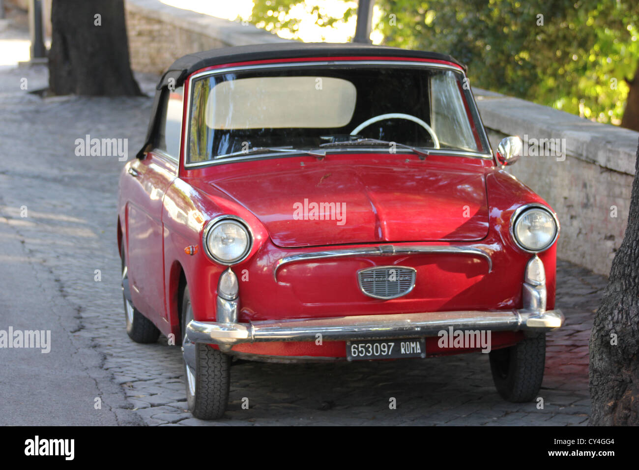 A Beautiful Picture Of A Fun Romantic Cabrio Topolino Red Car Fiat Stock Photo Alamy