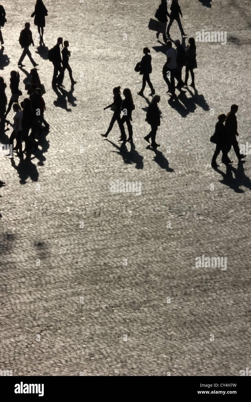 a beautiful photograph of people walking in PIazza del Popolo, silhouettes, Roma, rome, Rome, Italy, photoarkive Stock Photo